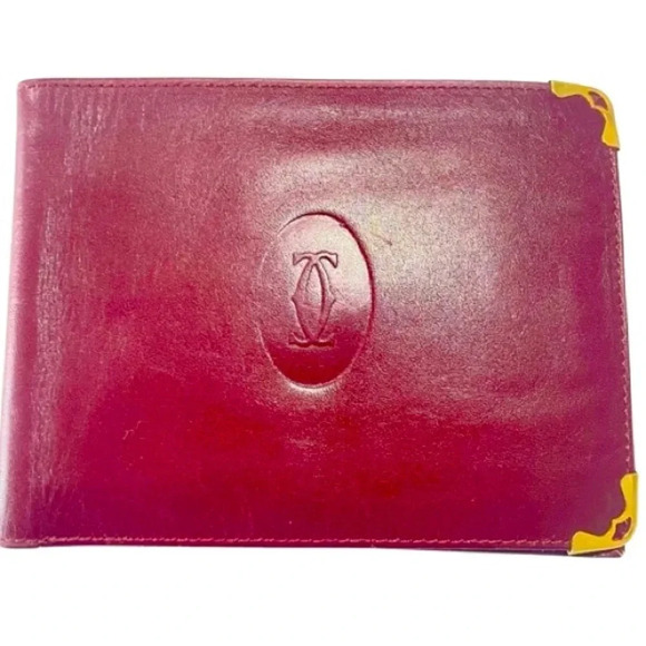 Cartier Other - Cartier Men's Double Flap  Burgundy Leather Wallet